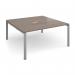 Adapt square boardroom table 1600mm x 1600mm with central cutout 272mm x 132mm - silver frame, Barcelona walnut top EBT1616-CO-S-BW