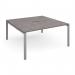 Adapt square boardroom table 1600mm x 1600mm with central cutout 272mm x 132mm - silver frame, grey oak top EBT1616-CO-S-GO