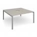 Adapt square boardroom table 1600mm x 1600mm with central cutout 272mm x 132mm - silver frame, light grey top EBT1616-CO-S-LG
