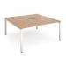 Adapt square boardroom table 1600mm x 1600mm with central cutout 272mm x 132mm - white frame, beech top EBT1616-CO-WH-B