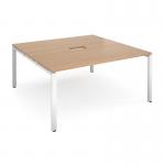 Adapt square boardroom table 1600mm x 1600mm with central cutout 272mm x 132mm - white frame and beech top
