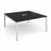 Adapt square boardroom table 1600mm x 1600mm with central cutout 272mm x 132mm - white frame, black top EBT1616-CO-WH-BK