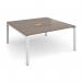 Adapt square boardroom table 1600mm x 1600mm with central cutout 272mm x 132mm - white frame, Barcelona walnut top EBT1616-CO-WH-BW