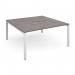 Adapt square boardroom table 1600mm x 1600mm with central cutout 272mm x 132mm - white frame, grey oak top EBT1616-CO-WH-GO