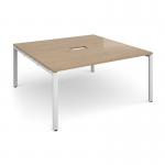 Adapt square boardroom table 1600mm x 1600mm with central cutout 272mm x 132mm - white frame, kendal oak top EBT1616-CO-WH-KO