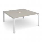 Adapt square boardroom table 1600mm x 1600mm with central cutout 272mm x 132mm - white frame, light grey top EBT1616-CO-WH-LG