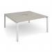 Adapt square boardroom table 1600mm x 1600mm with central cutout 272mm x 132mm - white frame, light grey top EBT1616-CO-WH-LG