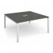 Adapt square boardroom table 1600mm x 1600mm with central cutout 272mm x 132mm - white frame, onyx grey top EBT1616-CO-WH-OG