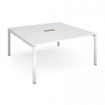 Adapt square boardroom table 1600mm x 1600mm with central cutout 272mm x 132mm - white frame, white top EBT1616-CO-WH-WH