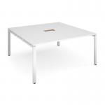 Adapt square boardroom table 1600mm x 1600mm with central cutout 272mm x 132mm - white frame and white top