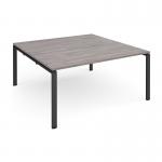 Adapt square boardroom table 1600mm x 1600mm - black frame, grey oak top EBT1616-K-GO