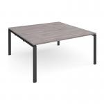 Adapt square boardroom table 1600mm x 1600mm - black frame and grey oak top EBT1616-K-GO