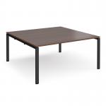 Adapt square boardroom table 1600mm x 1600mm - black frame, walnut top EBT1616-K-W