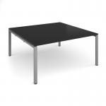 Adapt square boardroom table 1600mm x 1600mm - silver frame, black top EBT1616-S-BK