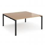 Adapt boardroom table starter unit 1600mm x 1600mm - black frame, beech top EBT1616-SB-K-B