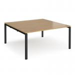 Adapt boardroom table starter unit 1600mm x 1600mm - black frame and oak top EBT1616-SB-K-O