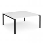 Adapt boardroom table starter unit 1600mm x 1600mm - black frame, white top EBT1616-SB-K-WH