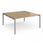 Adapt boardroom table starter unit 1600mm x 1600mm - silver frame and oak top EBT1616-SB-S-O