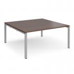 Adapt boardroom table starter unit 1600mm x 1600mm - silver frame and walnut top EBT1616-SB-S-W