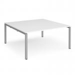 Adapt boardroom table starter unit 1600mm x 1600mm - silver frame, white top EBT1616-SB-S-WH