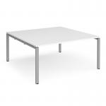 Adapt boardroom table starter unit 1600mm x 1600mm - silver frame, white top EBT1616-SB-S-WH