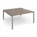 Adapt square boardroom table 1600mm x 1600mm - silver frame, Barcelona walnut top EBT1616-S-BW