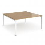 Adapt boardroom table starter unit 1600mm x 1600mm - white frame and oak top EBT1616-SB-WH-O
