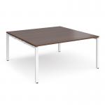 Adapt boardroom table starter unit 1600mm x 1600mm - white frame and walnut top