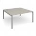 Adapt square boardroom table 1600mm x 1600mm - silver frame, light grey top EBT1616-S-LG