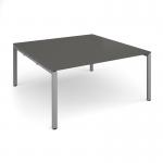 Adapt square boardroom table 1600mm x 1600mm - silver frame, onyx grey top EBT1616-S-OG