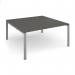Adapt square boardroom table 1600mm x 1600mm - silver frame, onyx grey top EBT1616-S-OG