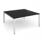 Adapt square boardroom table 1600mm x 1600mm - white frame, black top EBT1616-WH-BK