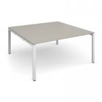 Adapt square boardroom table 1600mm x 1600mm - white frame, light grey top EBT1616-WH-LG