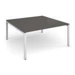 Adapt square boardroom table 1600mm x 1600mm - white frame, onyx grey top EBT1616-WH-OG