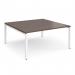 Adapt square boardroom table 1600mm x 1600mm - white frame, walnut top EBT1616-WH-W