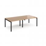 Adapt rectangular boardroom table 2400mm x 1200mm - black frame, beech top EBT2412-K-B