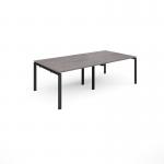 Adapt rectangular boardroom table 2400mm x 1200mm - black frame and grey oak top EBT2412-K-GO
