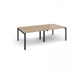 Adapt rectangular boardroom table 2400mm x 1200mm - black frame, kendal oak top EBT2412-K-KO