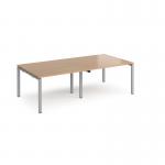 Adapt rectangular boardroom table 2400mm x 1200mm - silver frame and beech top