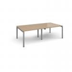Adapt rectangular boardroom table 2400mm x 1200mm - silver frame, kendal oak top EBT2412-S-KO