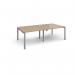 Adapt rectangular boardroom table 2400mm x 1200mm - silver frame, kendal oak top EBT2412-S-KO