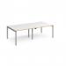 Adapt rectangular boardroom table 2400mm x 1200mm - silver frame, white top with oak edging EBT2412-S-WO