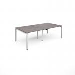 Adapt rectangular boardroom table 2400mm x 1200mm - white frame and grey oak top EBT2412-WH-GO