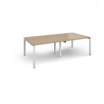 Adapt rectangular boardroom table 2400mm x 1200mm - white frame, kendal oak top EBT2412-WH-KO