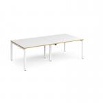 Adapt rectangular boardroom table 2400mm x 1200mm - white frame, white top with oak edging EBT2412-WH-WO