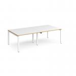 Adapt rectangular boardroom table 2400mm x 1200mm - white frame and white top with oak edging EBT2412-WH-WO