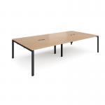 Adapt rectangular boardroom table 3200mm x 1600mm with 2 cutouts 272mm x 132mm - black frame, beech top EBT3216-CO-K-B