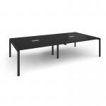Adapt rectangular boardroom table 3200mm x 1600mm with 2 cutouts 272mm x 132mm - black frame, black top EBT3216-CO-K-BK