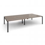 Adapt rectangular boardroom table 3200mm x 1600mm with 2 cutouts 272mm x 132mm - black frame, Barcelona walnut top EBT3216-CO-K-BW