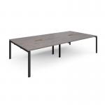 Adapt rectangular boardroom table 3200mm x 1600mm with 2 cutouts 272mm x 132mm - black frame and grey oak top